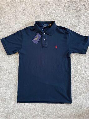 Polo by Ralph Lauren Navy Short Sleeve Polo with Red Pony Embroidery